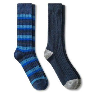 Goodfellow Mens 2 Pack Blue Stripe Solid Crew Socks Casual New